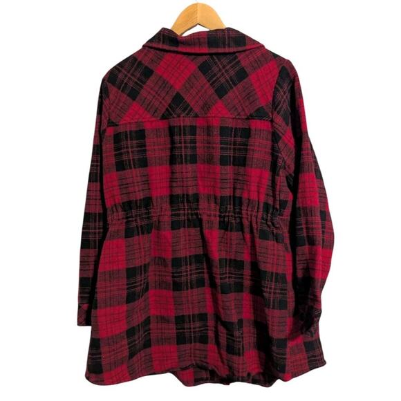 Torrid Plaid Brushed Cotton Flannel Shacket Womens Size 2 Red Black Plus Size E - Picture 3 of 8
